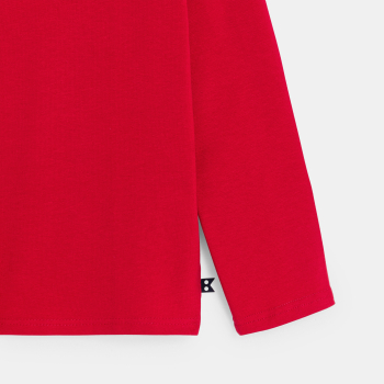 تيشيرت بياقة عالية وأكمام طويلة باللون الأحمر للأولاد